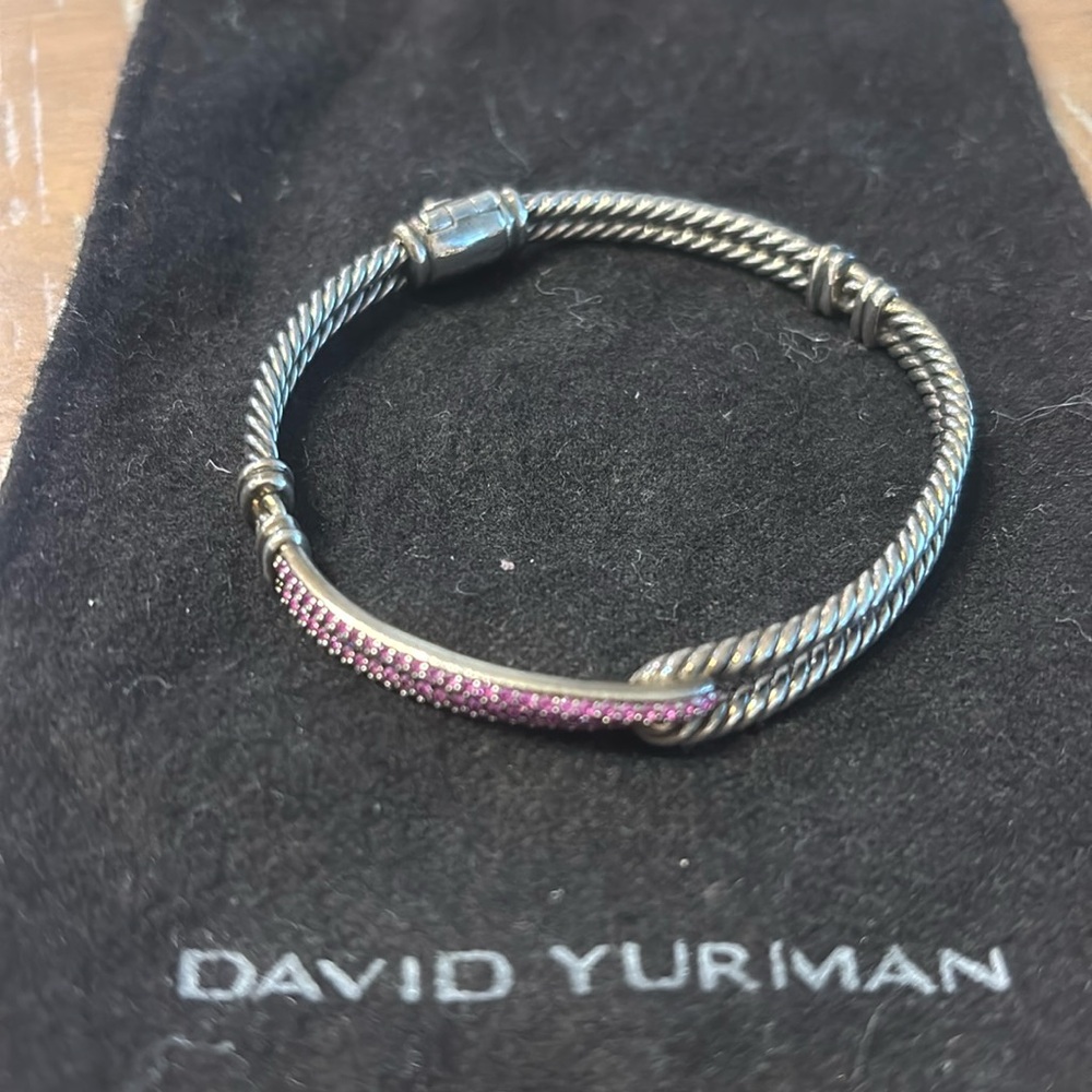 David Yurman Labyrinth Single-Loop Bracelet with pink sapphire